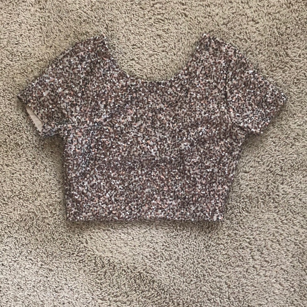 Gold sequin crop top